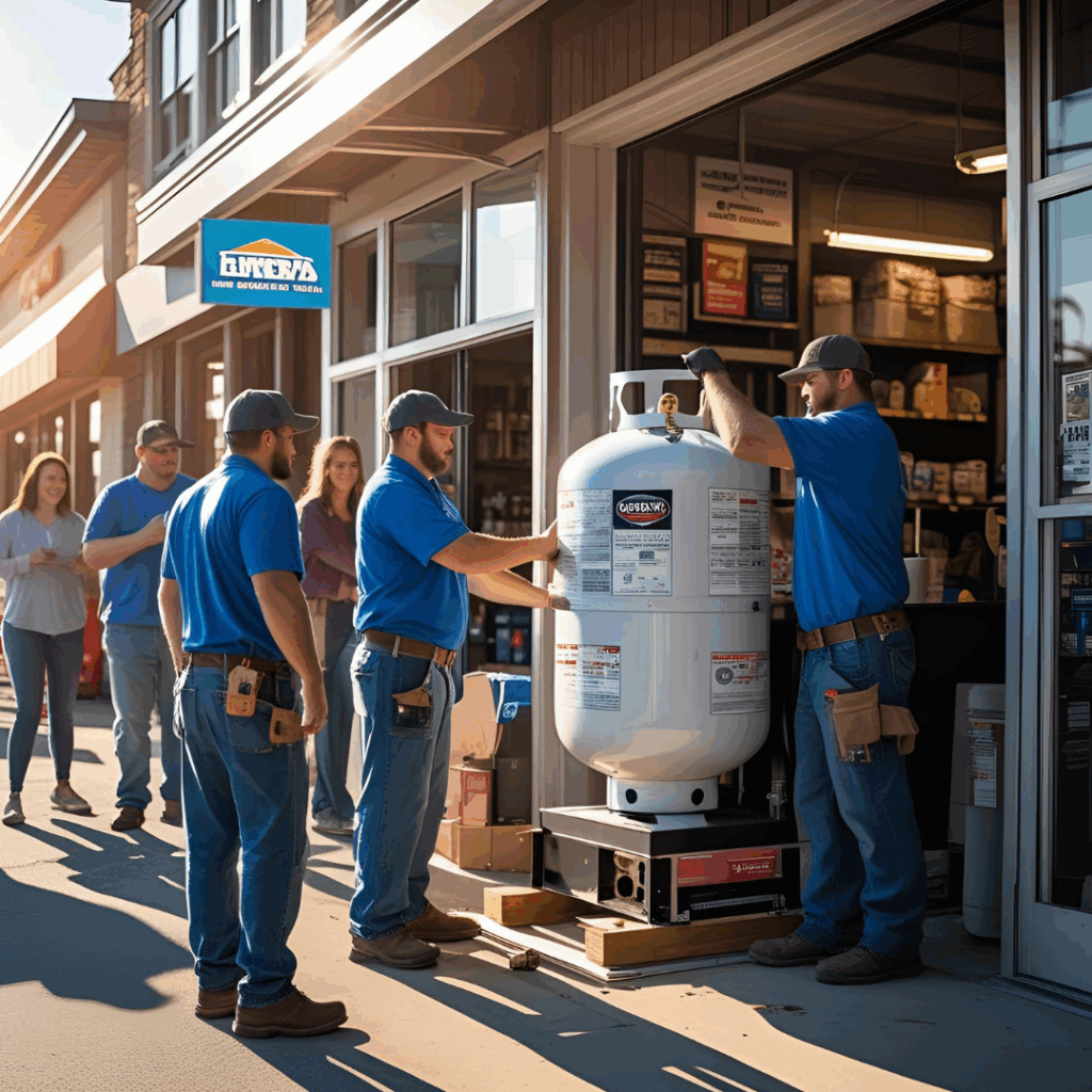 Propane Tank Installation Central Pennsylvania - Central Penn Propane A propane professional installing a commercial propane tank, demonstrating expert propane tank installation, underground propane tank installation, Central Pennsylvania for safe and efficient fuel delivery.