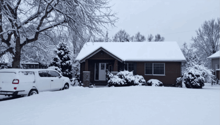 A snow-covered Pennsylvania home with visible propane heating equipment, representing real-world winter propane costs, propane service providers, and how propane usage impacts household heating expenses.