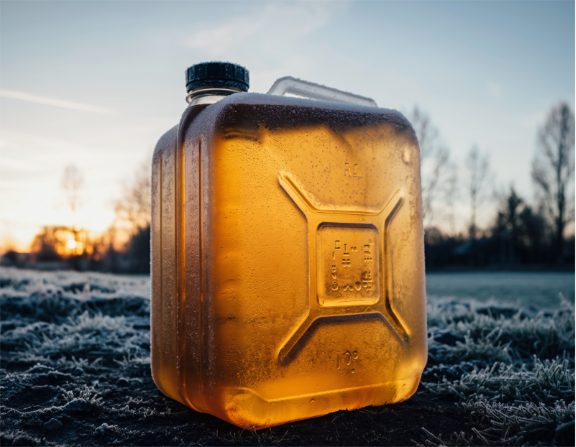 Diesel Fuel Container for Winterizing Your Diesel Tank - Central Penn Propane A diesel fuel container filled with fuel, used for winterizing your diesel tank to prevent gelling and maintain engine performance in cold weather.