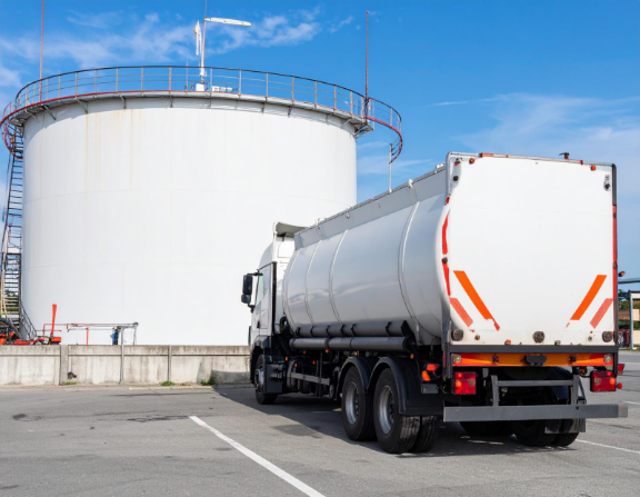 Truck parked near a water station fueled with on-road diesel fuel and off-road diesel through professional diesel fuel delivery in Lancaster and Harrisburg