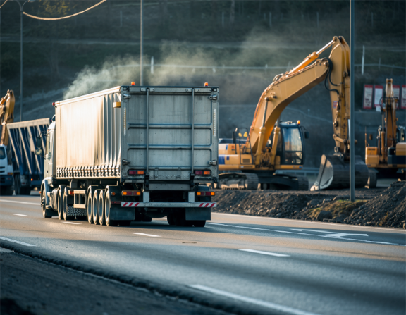 Dump truck at a construction site using on-road diesel fuel and off-road diesel with professional diesel fuel delivery in Lancaster and Harrisburg
