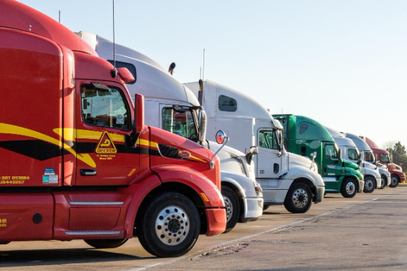 Trucks refueling with on-road diesel fuel and off-road diesel at a diesel fuel delivery station in Lancaster and Harrisburg