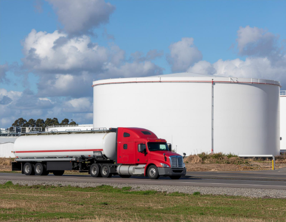Truck traveling on the road supported by on-road diesel fuel delivery for fleets in Lancaster and Harrisburg